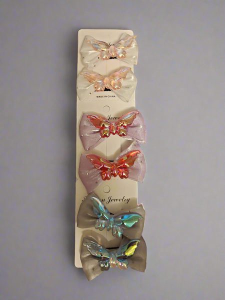Pack of 6 mini bows with acrylic butterfly - style 1