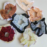 Solid chiffon scrunchies with satin border