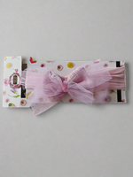 Soft cotton everyday baby headband checks and tulle bow