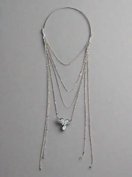 Multi layer alice band with rhynestone butterfly
