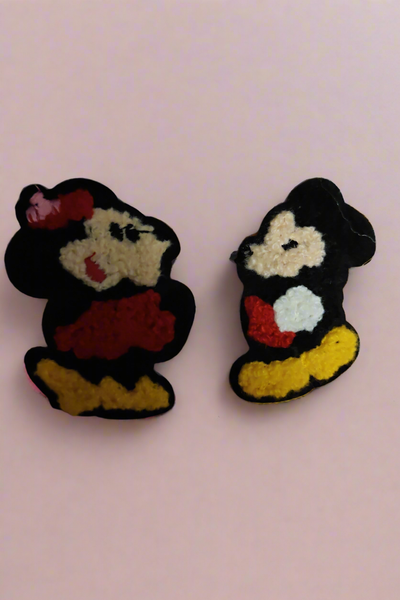 Pair of crochet mickey tictac pins - style 2