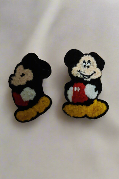 Pair of crochet mickey tictac pins - style 1