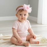 Lace headband with large organza flower