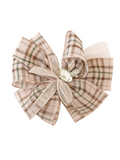 Pattern bow with rhinestone bunny fascinator hairclip