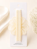 pretmybaby cream chiffon flower baby headband on display card for infants and toddlers