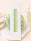 pretmybaby pastel green chiffon flower baby headband with soft elastic band on display card