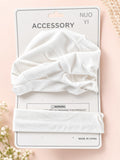 pretmybaby white newborn baby turban cap and matching soft headband gift set on display card