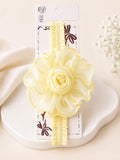 pretmybaby pastel yellow chiffon flower baby headband with a soft ruffled elastic band for infants