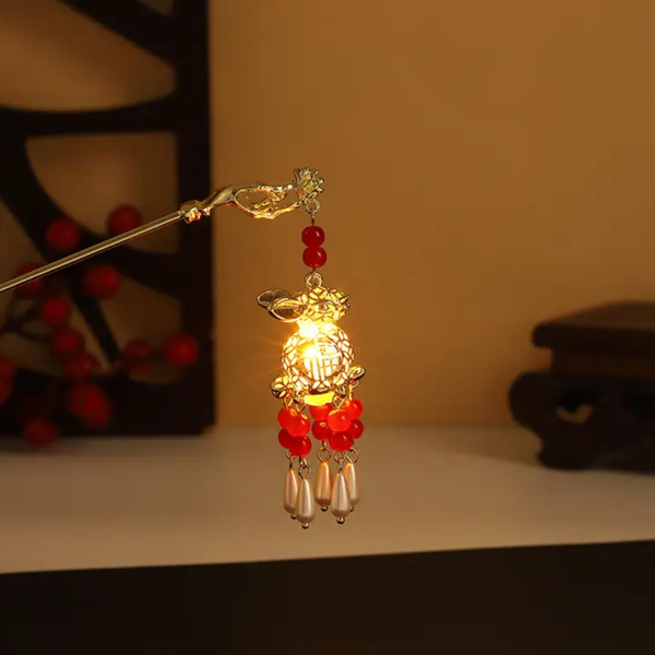 Rabbit Lantern with lights hair stick