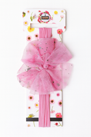 Soft cotton everyday baby headband circle glittery tulle bow