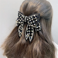 Evening bow with rhinestones and pearls style 1