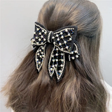 Evening bow with rhinestones and pearls style 1