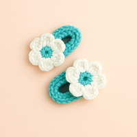 Pair of blue flower crochet tictac hairclips