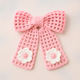 Crochet net bow with flowers