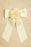 Satin bow with 3d flower buckle