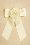 Satin bow with 3d flower buckle