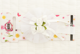 Soft cotton everyday baby headband satin roses on tulle