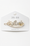 LUCK gold Pearl and rhinestone Flower Hair Pin