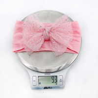 Soft cotton everyday baby headband glittery tulle bow