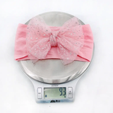 Soft cotton everyday baby headband glittery tulle bow