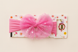 Soft cotton everyday baby headband glittery tulle bow