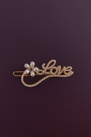 Love Pearl and rhinestone Flower Hair Pin