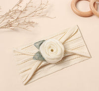Soft cotton baby headband with rose - cream