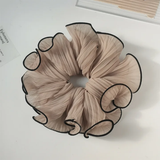 Pleated satin silk extra broad scrunchie