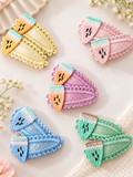 Pair of lace  tictac hairclips with crochet fruit