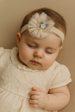 Soft cotton everyday baby headband butterfly on flower