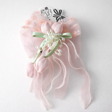 Tulip with pearls bunch large bow fascinator hairclip