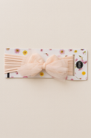 Soft cotton everyday baby headband checks and tulle bow