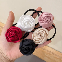 Satin rose hair tie