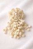Large crochet flower with hanging vines - cream
