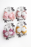 Gemstone embellished bow with fur fascinator hairclip