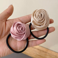 Satin rose hair tie
