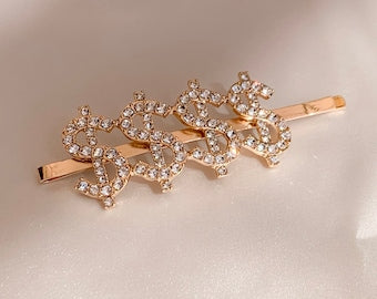 Glam Dollar Sign Rhinestone Hair Clip