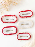 Pack of 5 crochet hair pins - red