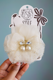 Organza flower with pearls cherry fascinator hairclip