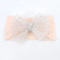 Soft cotton everyday baby headband glittery tulle bow