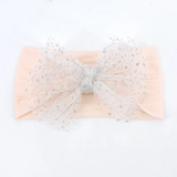Soft cotton everyday baby headband glittery tulle bow