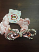 Satin scrunchie with large crystals and rhinestone