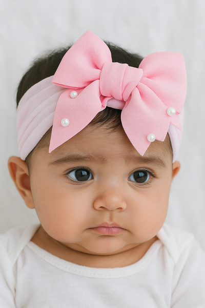 Soft cotton everyday baby headband scuba bow