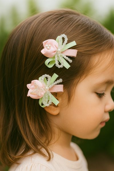 Pair of Small tulip with crystal fascinator hairclip
