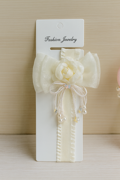 Partywear fascinator rose on bow baby headband