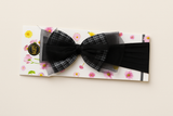 Soft cotton everyday baby headband checks and tulle bow