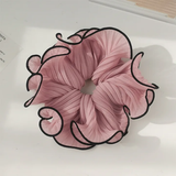 Pleated satin silk extra broad scrunchie