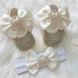 Headband and rhynestone booties - ivory