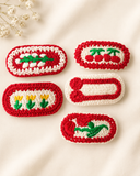 Pack of 5 crochet hair pins - red