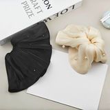 Pleated hanky scrunchie with pearls